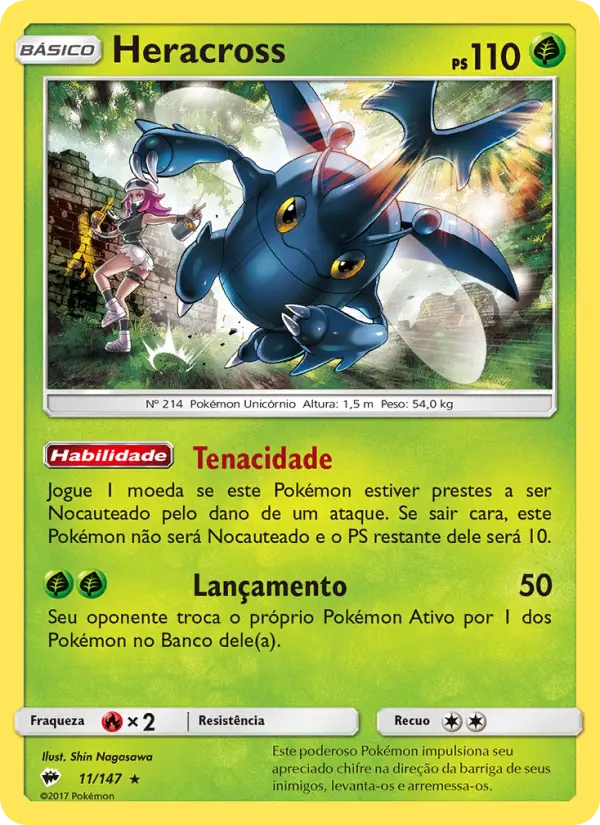 Carta Heracross, número 11/147 da coleção Sombras Ardentes
