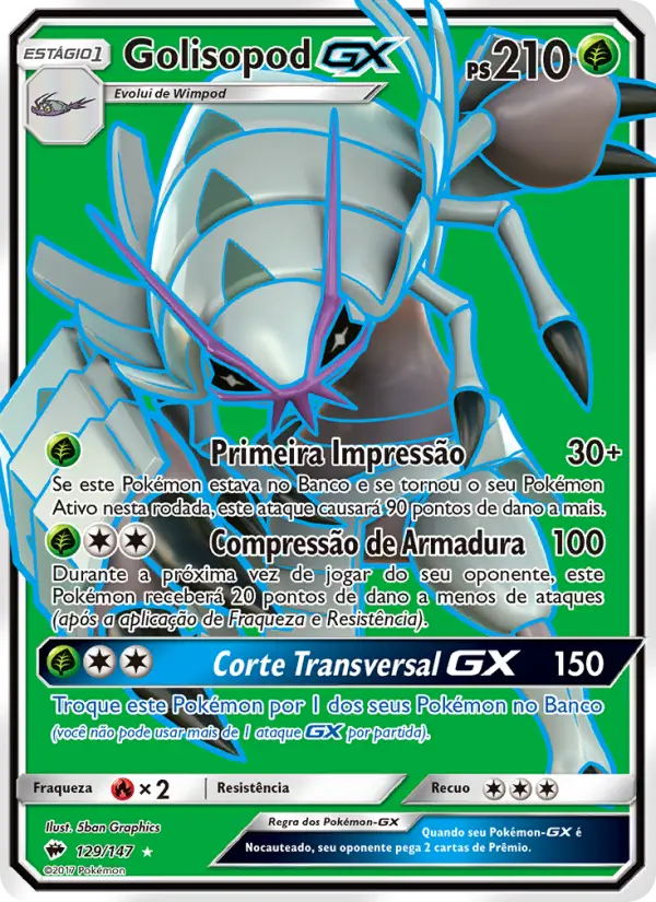 Carta Golisopod GX, número 129/147 da coleção Sombras Ardentes