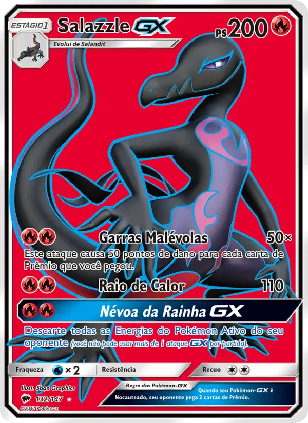 Carta Salazzle GX, número 132/147 da coleção Sombras Ardentes