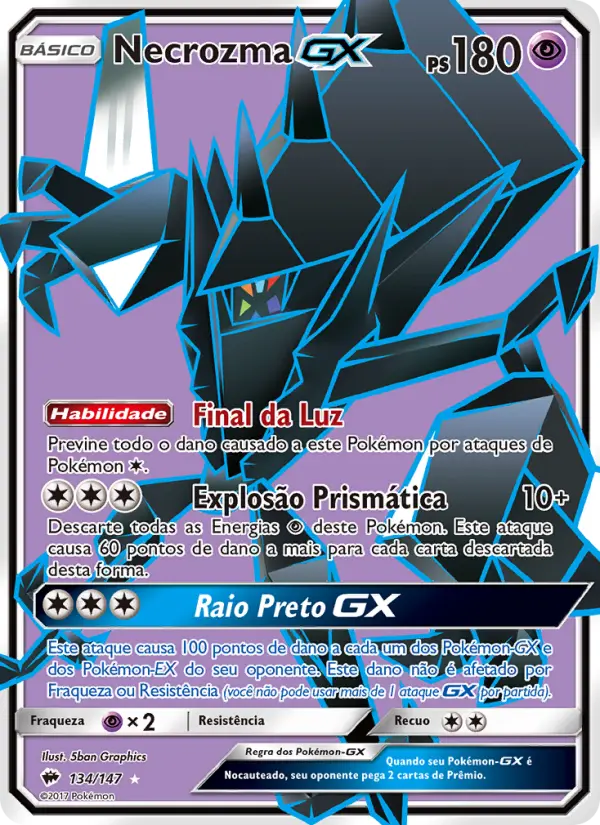 Carta Necrozma GX, número 134/147 da coleção Sombras Ardentes