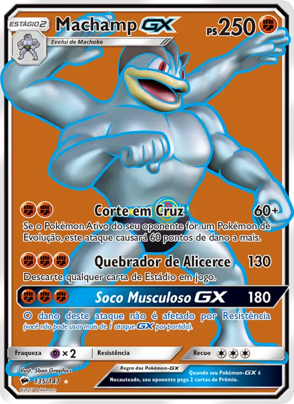 Carta Machamp GX, número 135/147 da coleção Sombras Ardentes