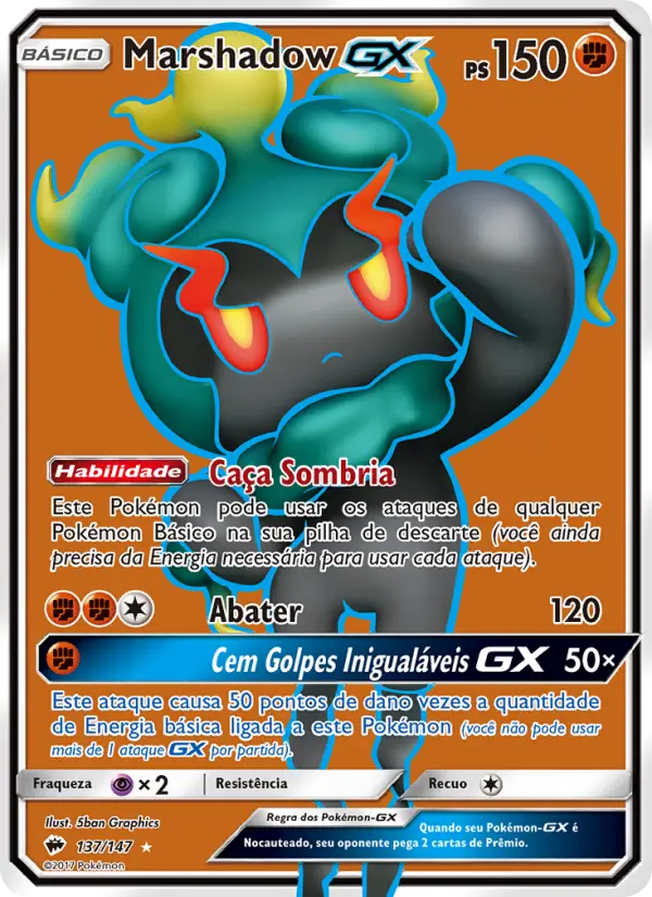 Carta Marshadow GX, número 137/147 da coleção Sombras Ardentes