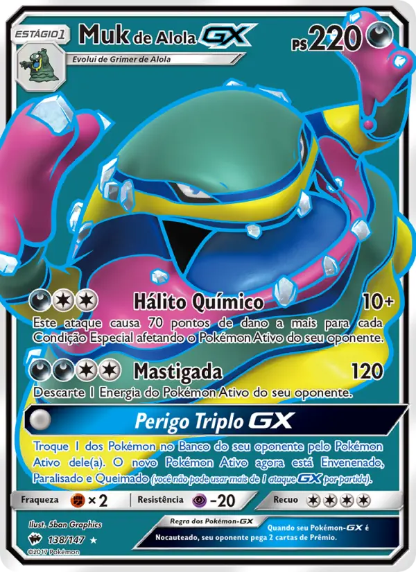 Carta Muk de Alola GX, número 138/147 da coleção Sombras Ardentes