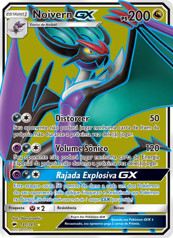 Carta Noivern GX, número 141/147 da coleção Sombras Ardentes