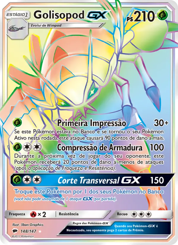 Carta Golisopod GX, número 148/147 da coleção Sombras Ardentes