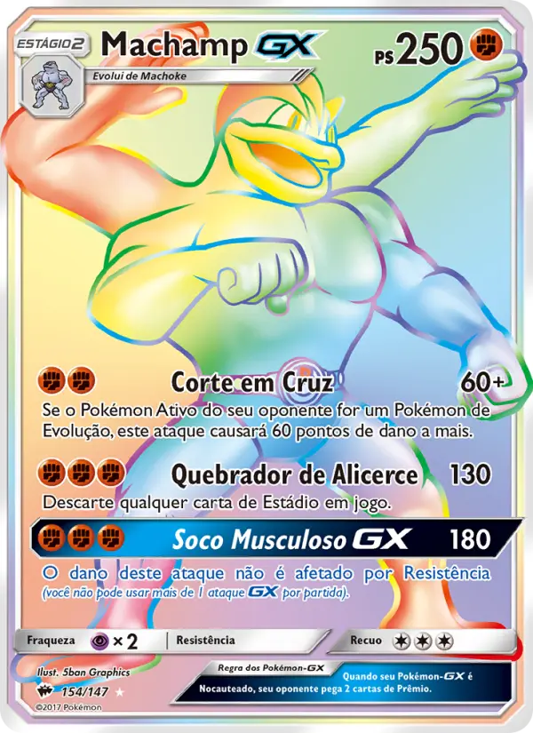 Carta Machamp GX, número 154/147 da coleção Sombras Ardentes