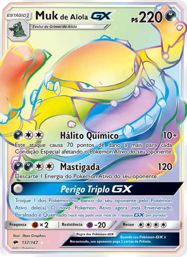 Carta Muk de Alola GX, número 157/147 da coleção Sombras Ardentes