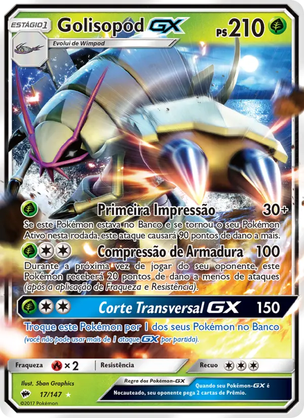 Carta Golisopod GX, número 17/147 da coleção Sombras Ardentes