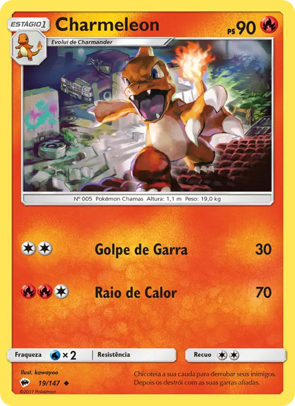 Carta Charmeleon, número 19/147 da coleção Sombras Ardentes