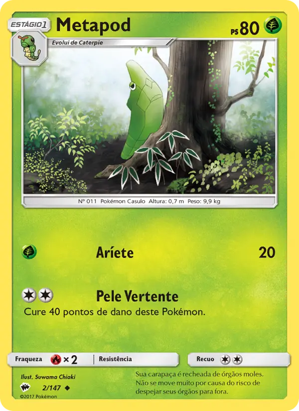 Carta Metapod, número 2/147 da coleção Sombras Ardentes