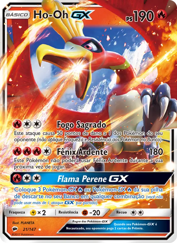 Carta Ho-Oh GX, número 21/147 da coleção Sombras Ardentes