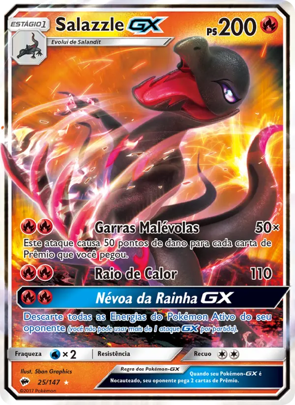 Carta Salazzle GX, número 25/147 da coleção Sombras Ardentes