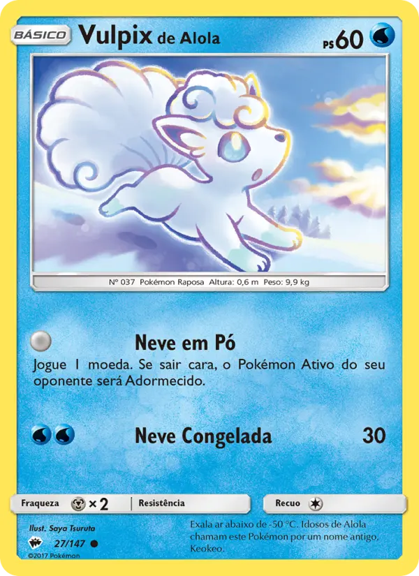Carta Vulpix de Alola, número 27/147 da coleção Sombras Ardentes