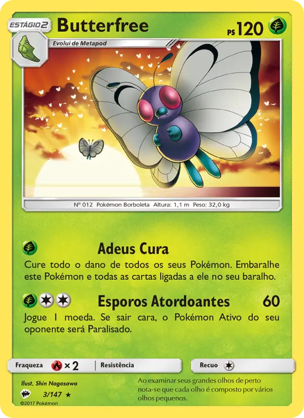 Carta Butterfree, número 3/147 da coleção Sombras Ardentes