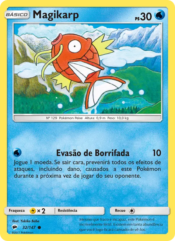 Carta Magikarp, número 32/147 da coleção Sombras Ardentes
