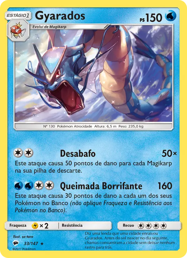 Carta Gyarados, número 33/147 da coleção Sombras Ardentes