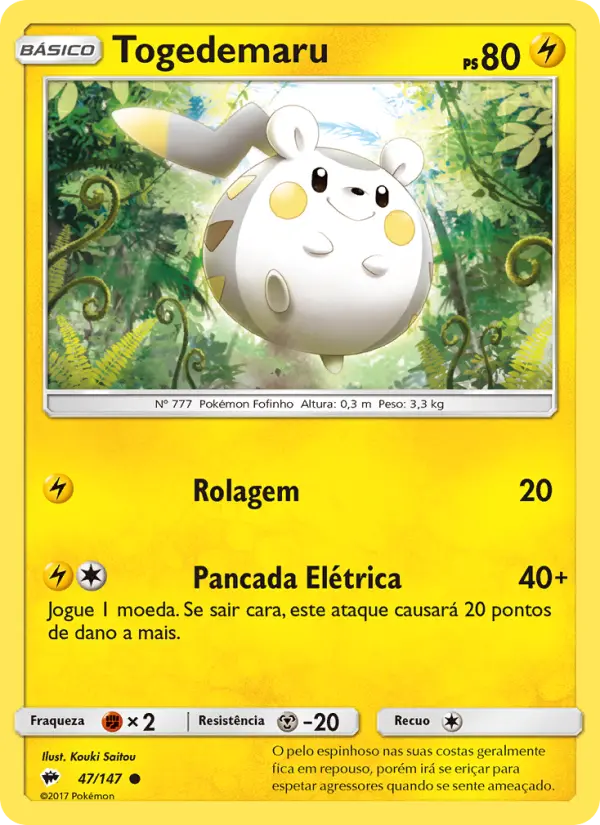 Carta Togedemaru, número 47/147 da coleção Sombras Ardentes