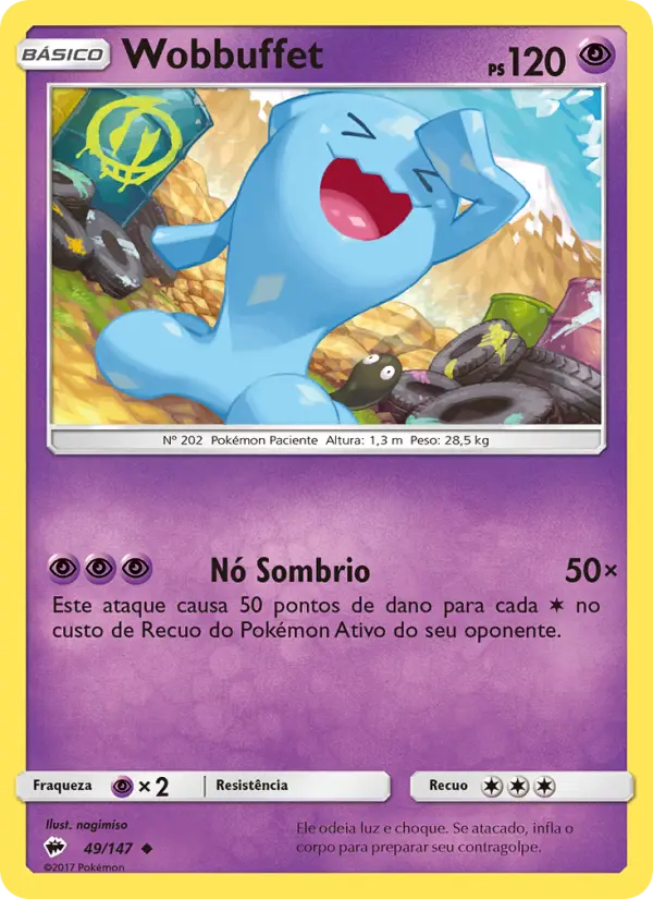 Carta Wobbuffet, número 49/147 da coleção Sombras Ardentes