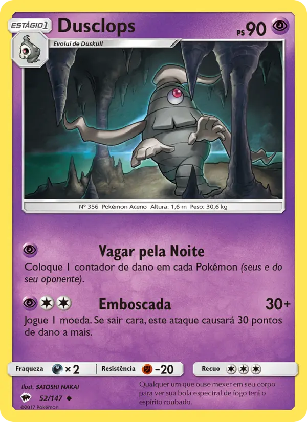 Carta Dusclops, número 52/147 da coleção Sombras Ardentes