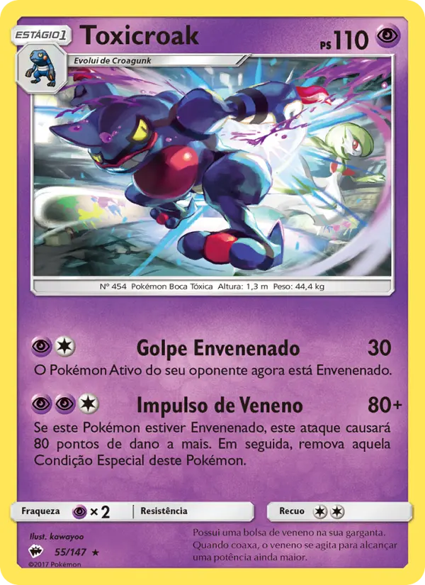 Carta Toxicroak, número 55/147 da coleção Sombras Ardentes