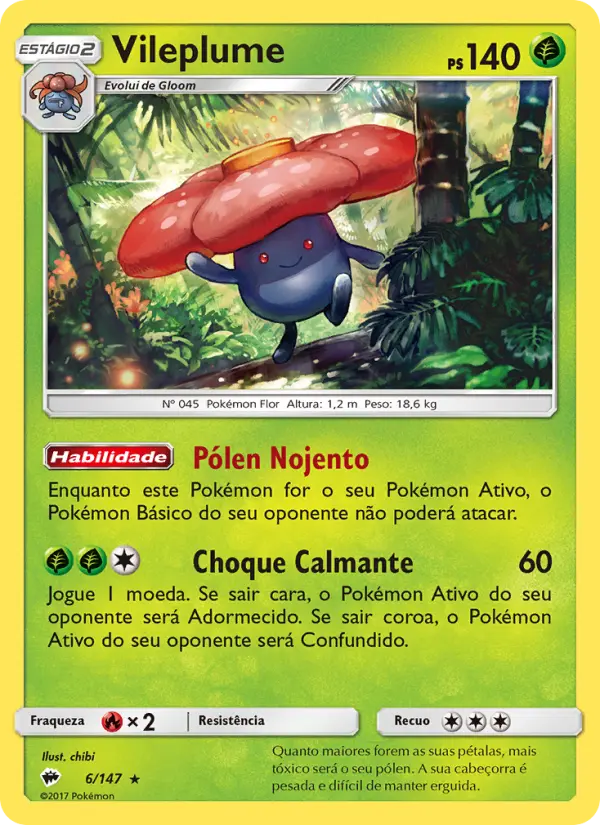 Carta Vileplume, número 6/147 da coleção Sombras Ardentes