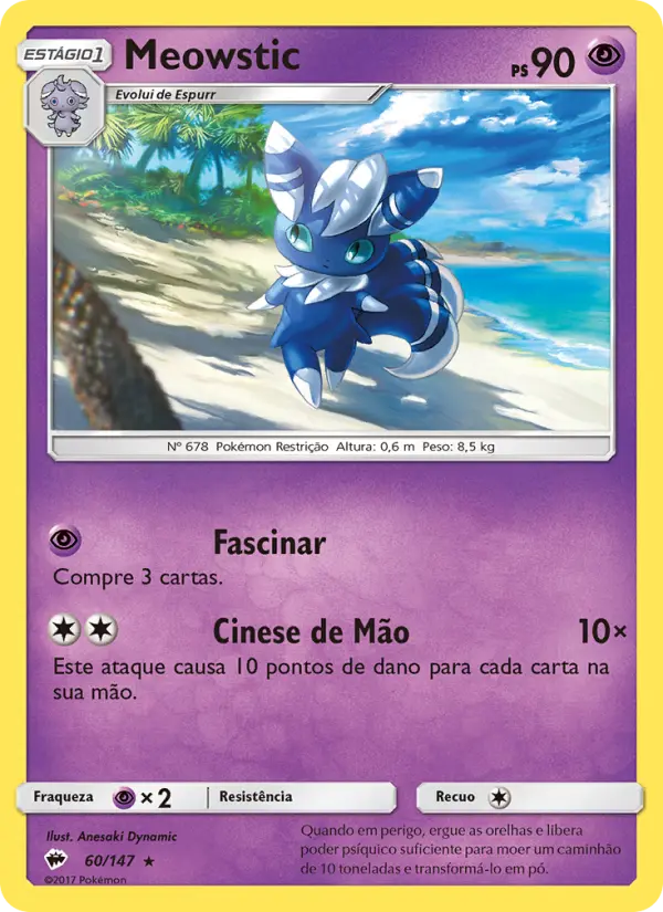 Carta Meowstic, número 60/147 da coleção Sombras Ardentes