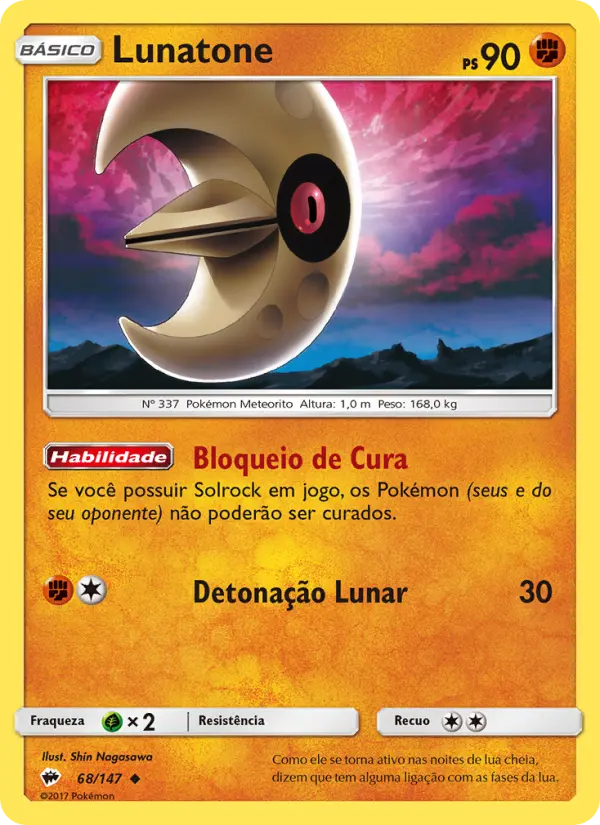 Carta Lunatone, número 68/147 da coleção Sombras Ardentes