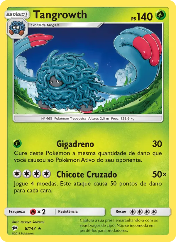 Carta Tangrowth, número 8/147 da coleção Sombras Ardentes