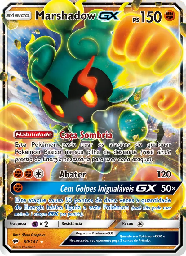 Carta Marshadow GX, número 80/147 da coleção Sombras Ardentes