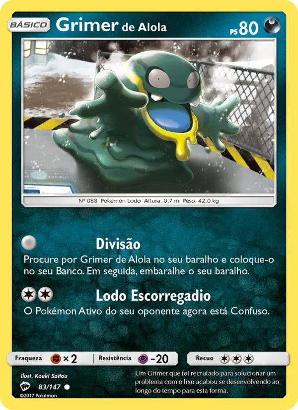 Carta Grimer de Alola, número 83/147 da coleção Sombras Ardentes