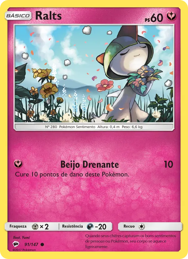 Carta Ralts, número 91/147 da coleção Sombras Ardentes