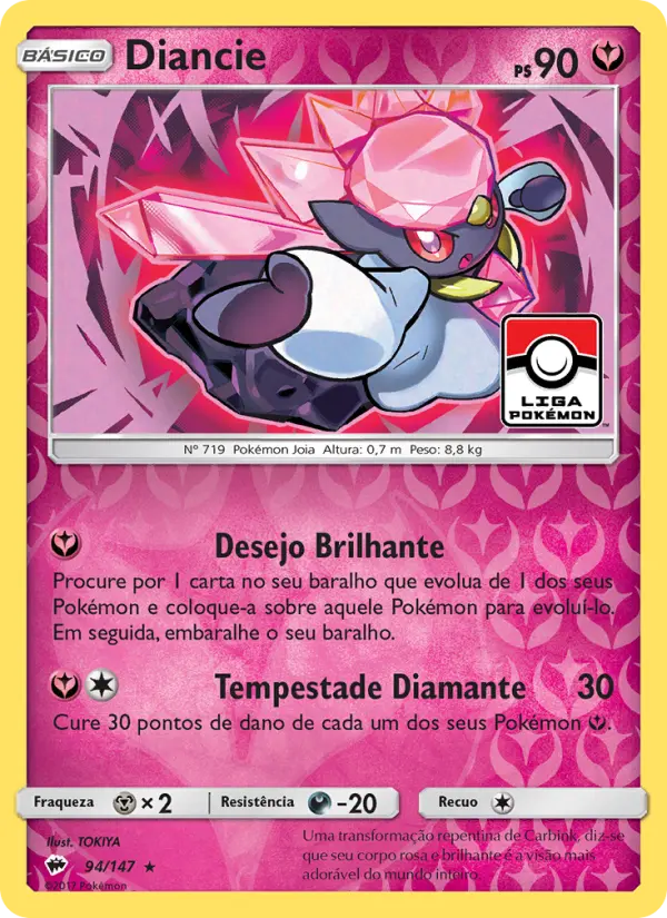 Carta Diancie, número 94/147 da coleção Sombras Ardentes