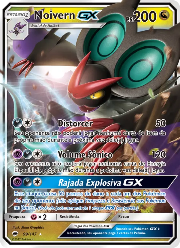 Carta Noivern GX, número 99/147 da coleção Sombras Ardentes