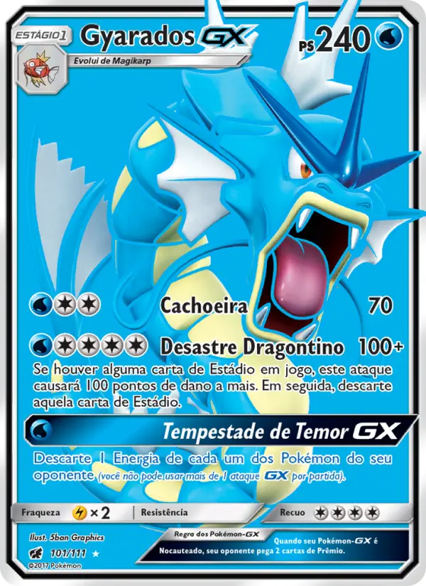 Carta Gyarados GX, número 101/111 da coleção Invasão Carmim