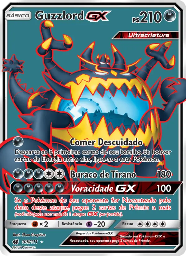 Carta Guzzlord GX, número 105/111 da coleção Invasão Carmim