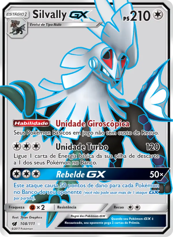 Carta Silvally GX, número 108/111 da coleção Invasão Carmim