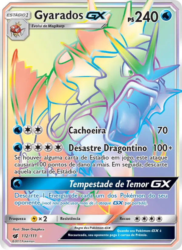 Carta Gyarados GX, número 112/111 da coleção Invasão Carmim