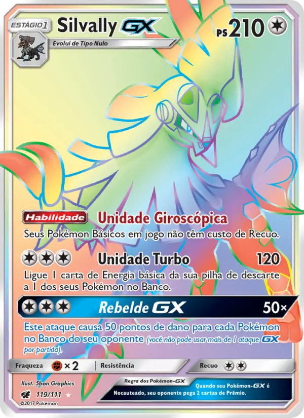 Carta Silvally GX, número 119/111 da coleção Invasão Carmim