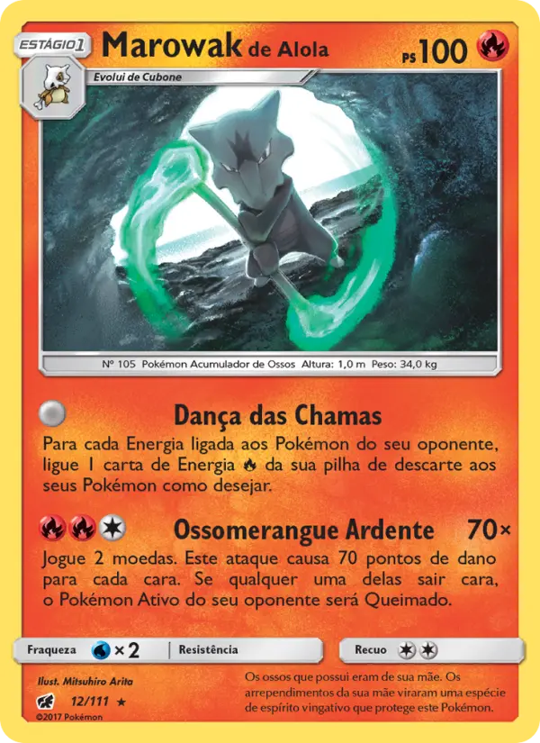 Carta Marowak de Alola, número 12/111 da coleção Invasão Carmim