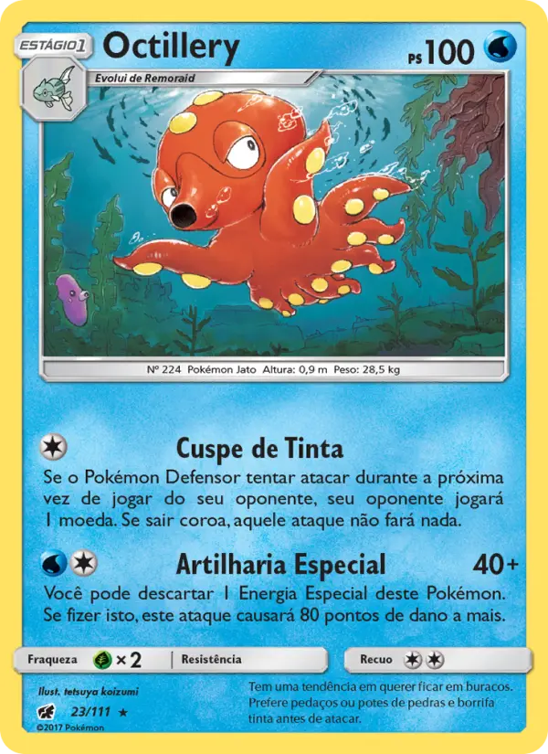 Carta Octillery, número 23/111 da coleção Invasão Carmim