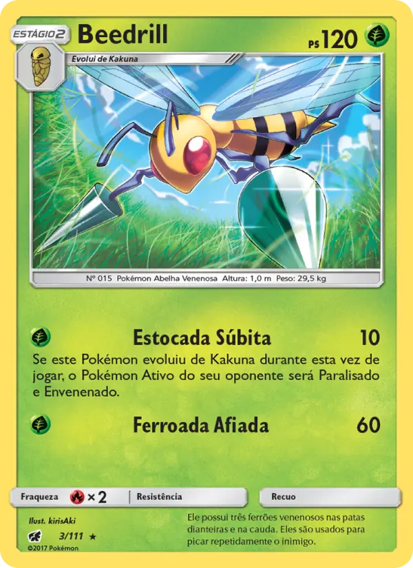 Carta Beedrill, número 3/111 da coleção Invasão Carmim