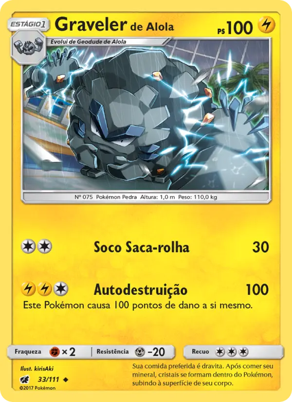 Carta Graveler de Alola, número 33/111 da coleção Invasão Carmim