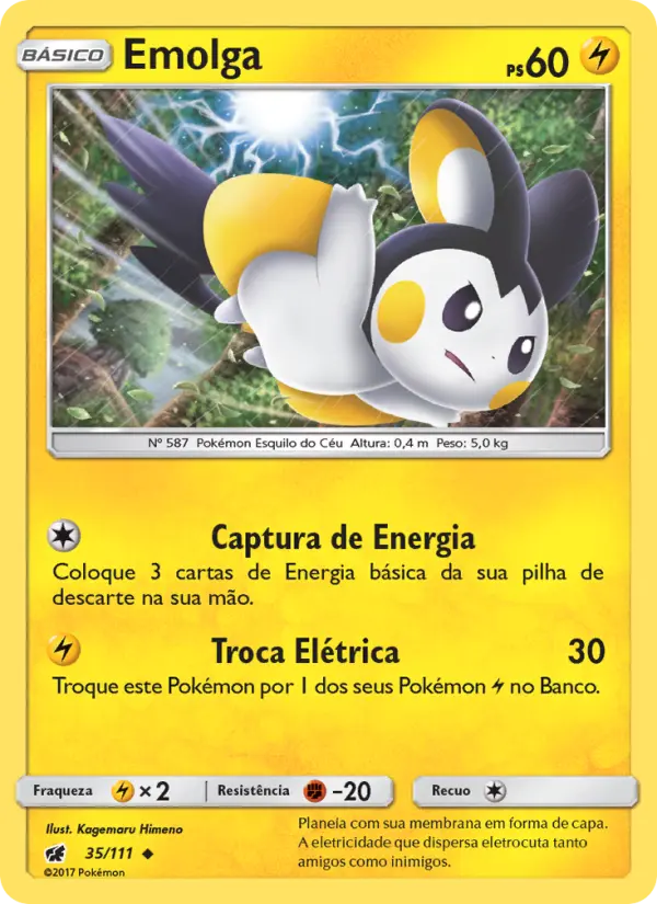 Carta Emolga, número 35/111 da coleção Invasão Carmim