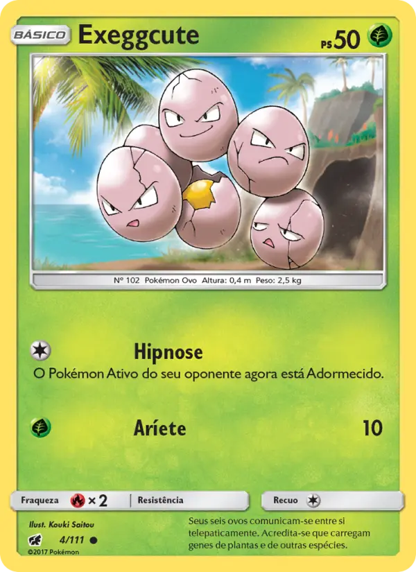 Carta Exeggcute, número 4/111 da coleção Invasão Carmim