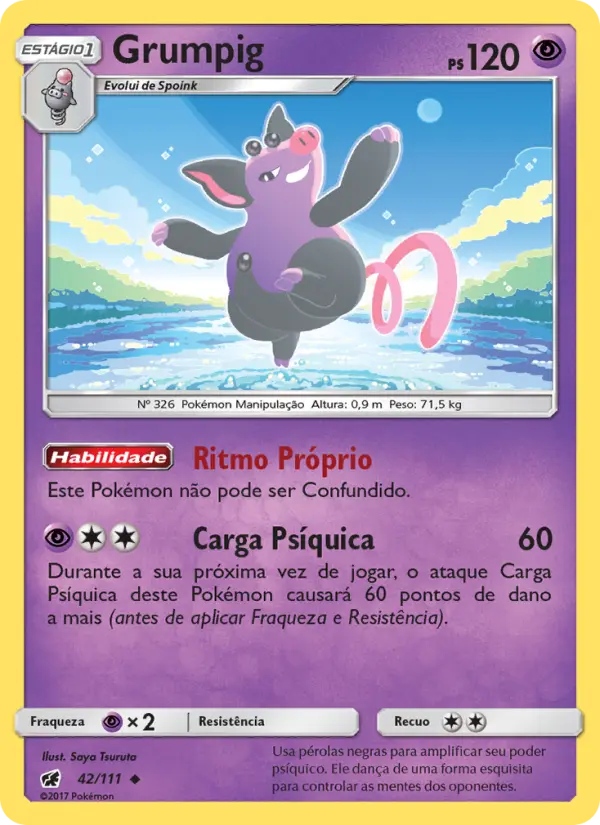 Carta Grumpig, número 42/111 da coleção Invasão Carmim