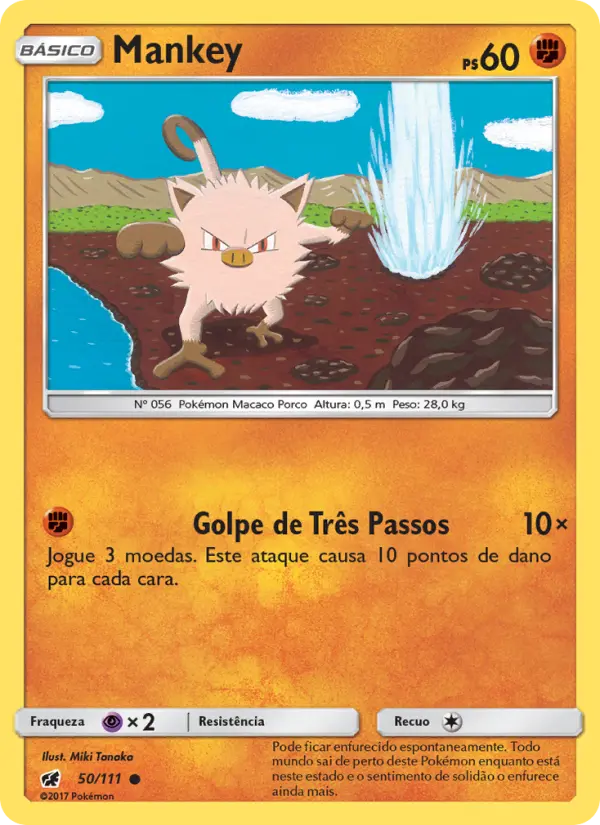 Carta Mankey, número 50/111 da coleção Invasão Carmim