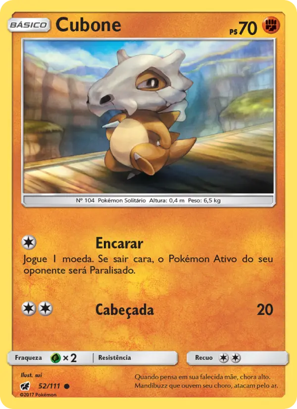 Carta Cubone, número 52/111 da coleção Invasão Carmim