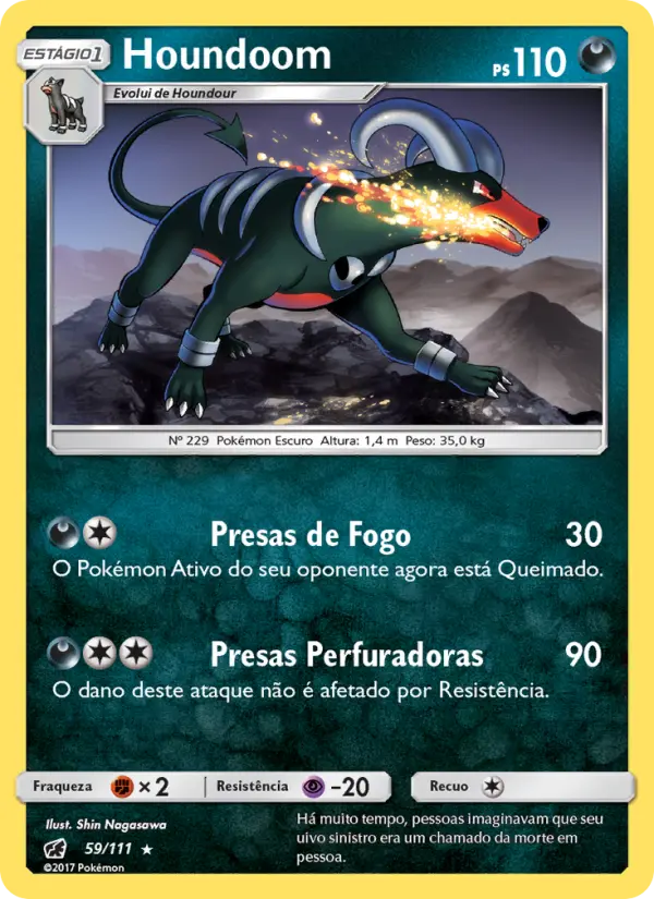 Carta Houndoom, número 59/111 da coleção Invasão Carmim