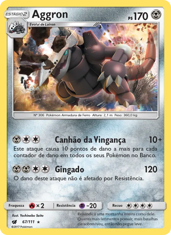 Carta Aggron, número 67/111 da coleção Invasão Carmim