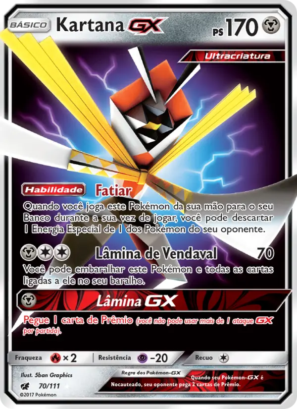 Carta Kartana GX, número 70/111 da coleção Invasão Carmim